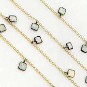 Created White Opal Square Shape Dangle Wire Chain